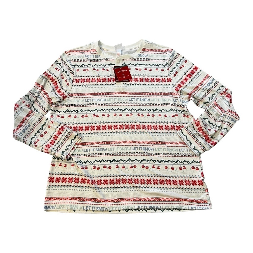 NWT Wondershop Men's Festive Red and White Long Sleeve Pajama Shirt- XL